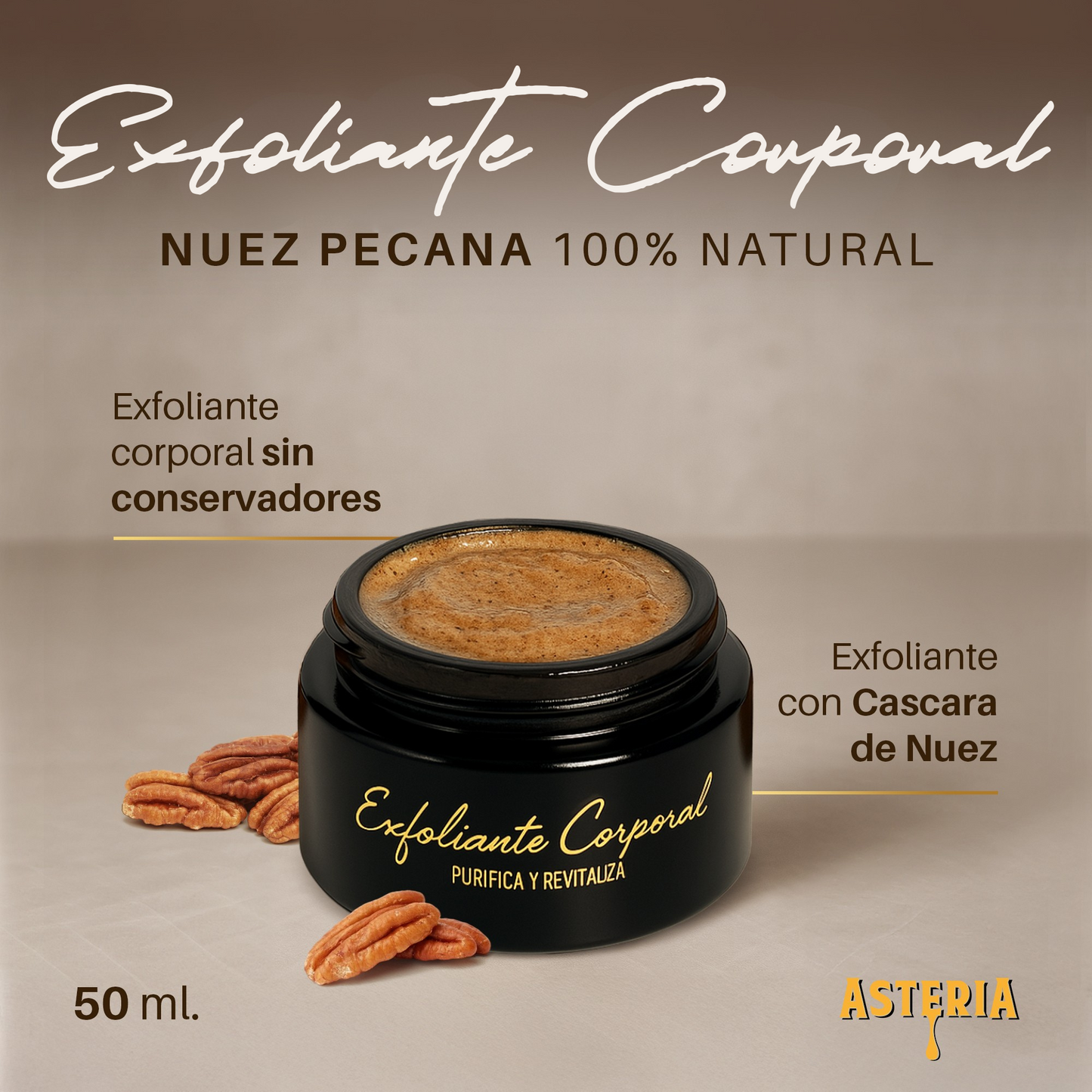Exfoliante Corporal con Aceite de Nuez Pecana 50ml