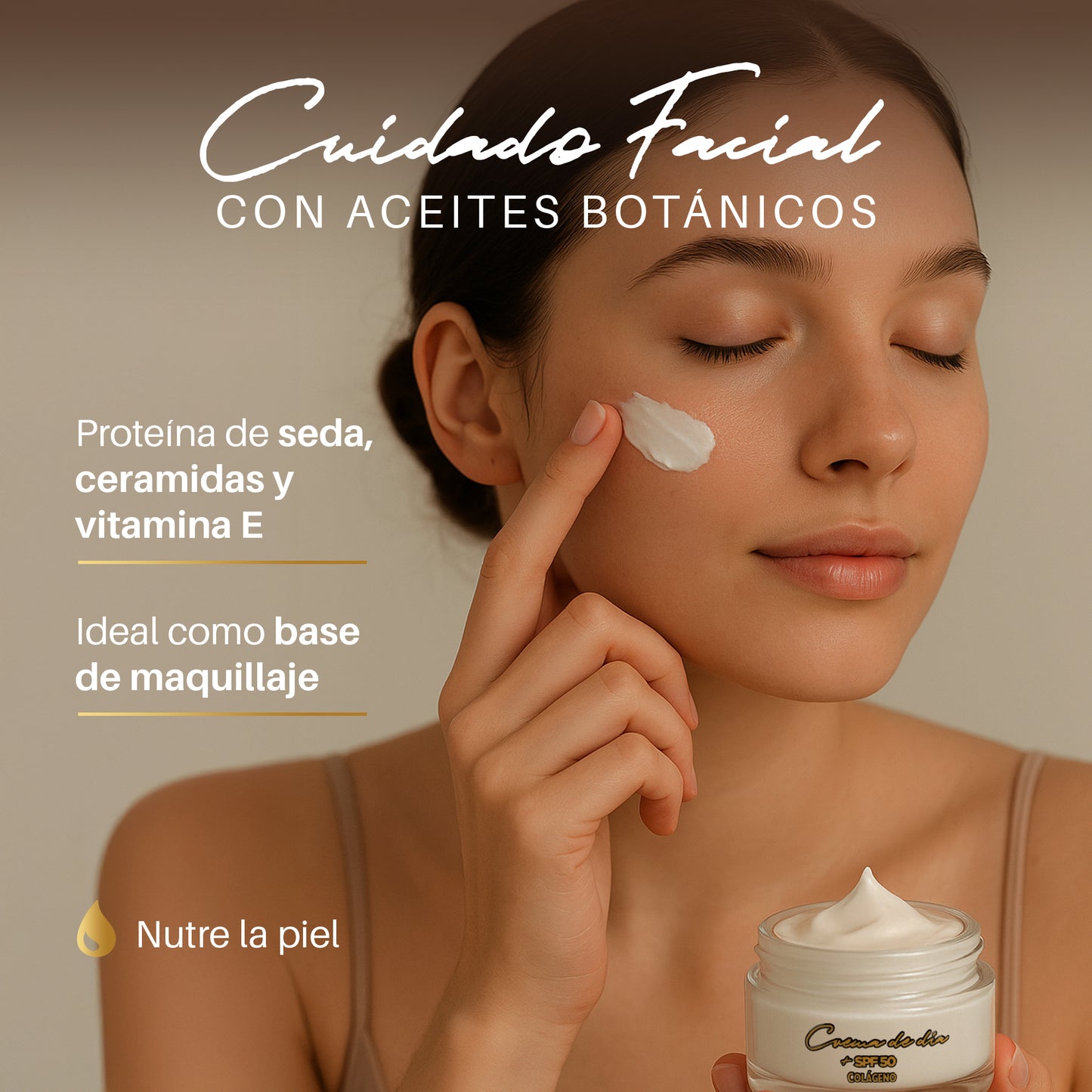 Crema Facial de Día +SPF50 Con Aceite de Nuez Pecana 50ml