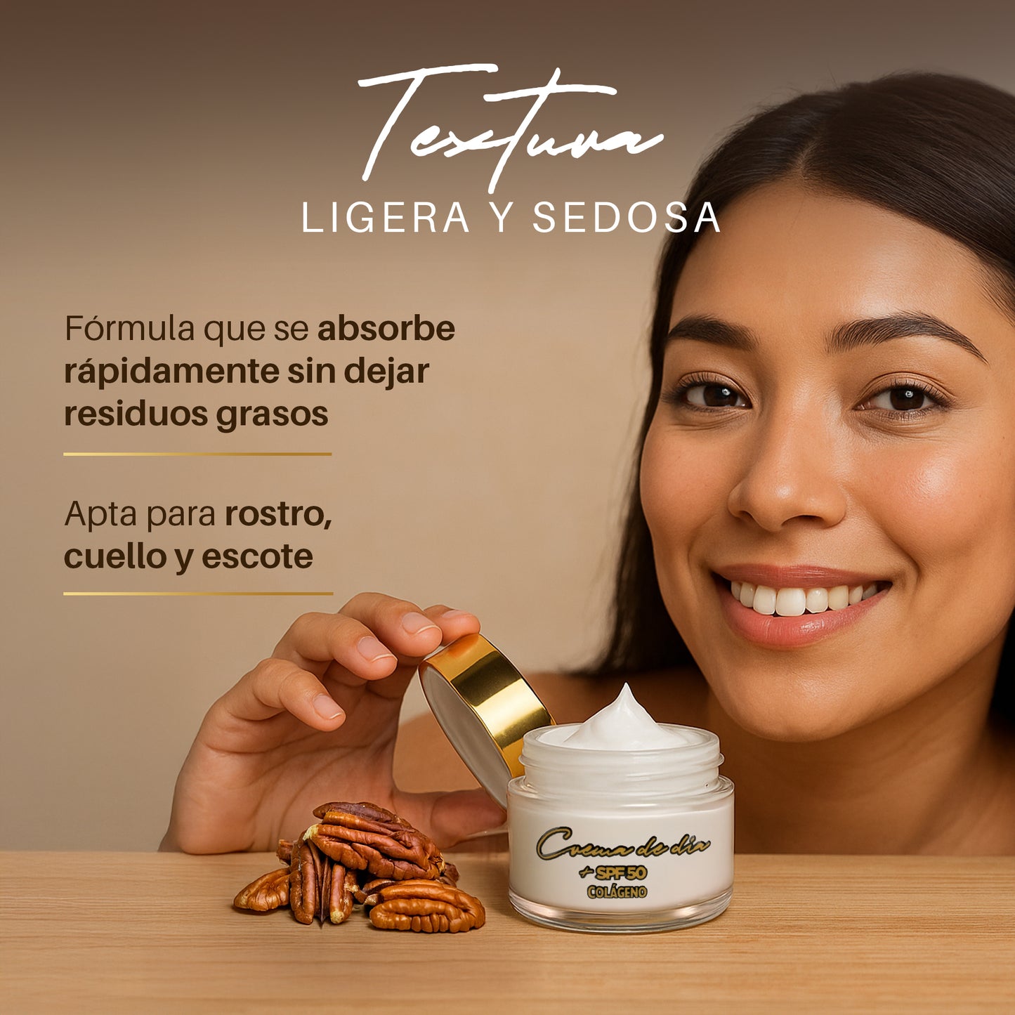 Crema Facial de Día +SPF50 Con Aceite de Nuez Pecana 50ml